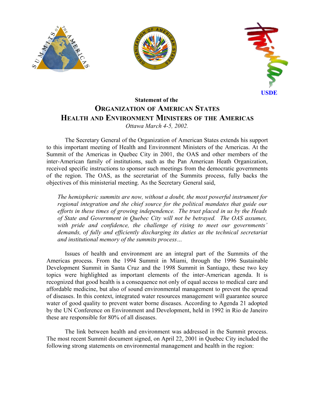 Statement of the Organization of American States