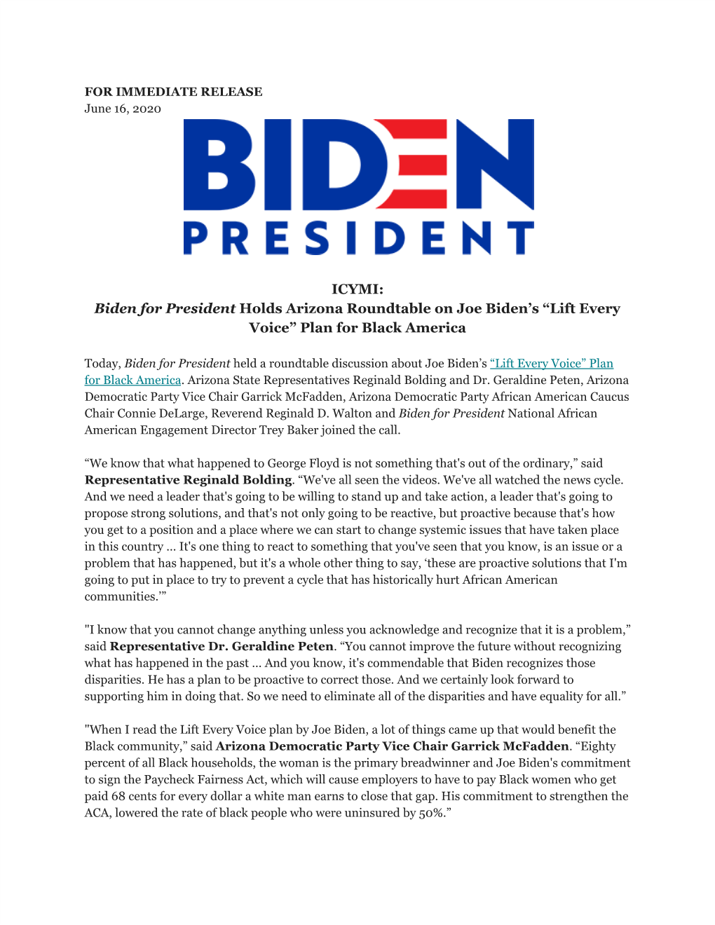 ICYMI: Biden for President​ Holds Arizona Roundtable on Joe Biden's