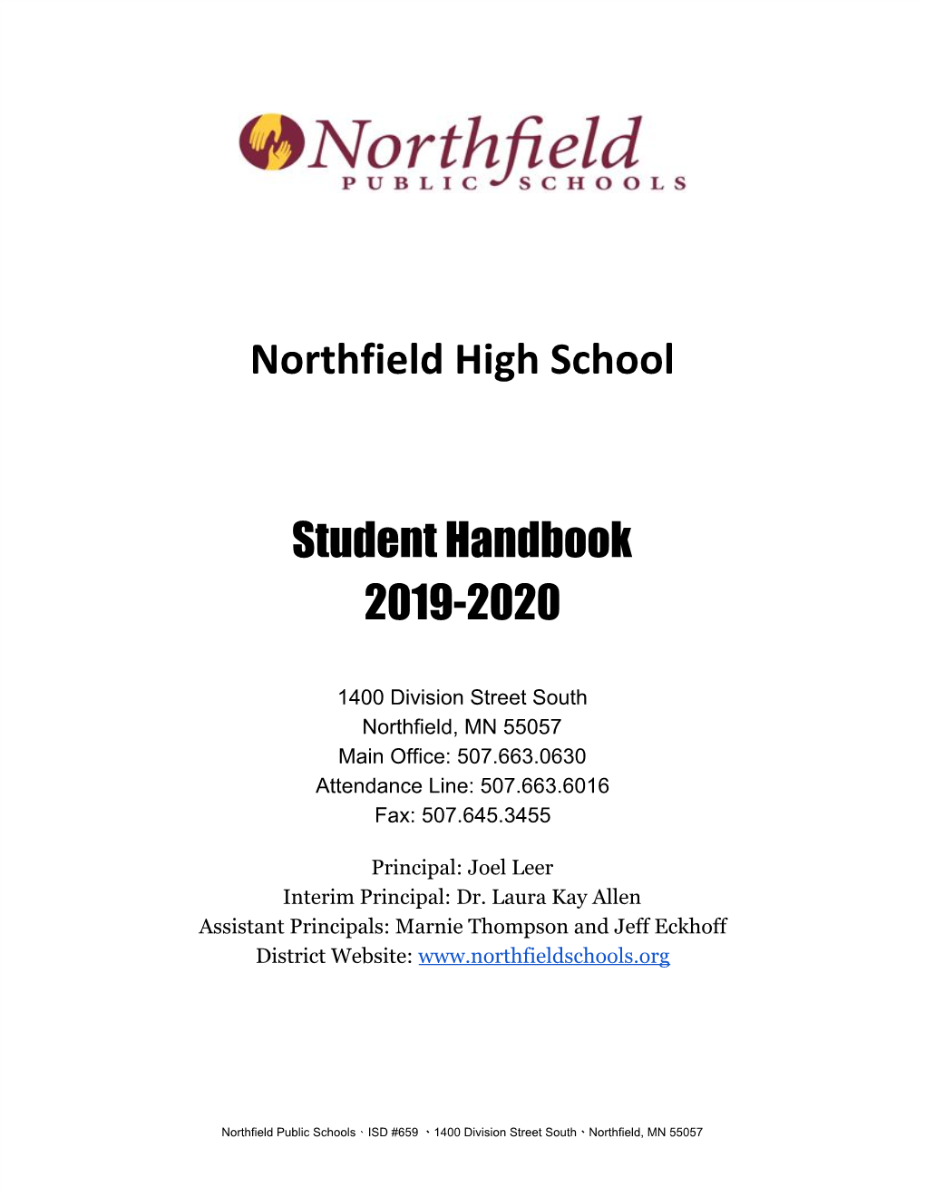 Northfield High School Student Handbook 2019-2020