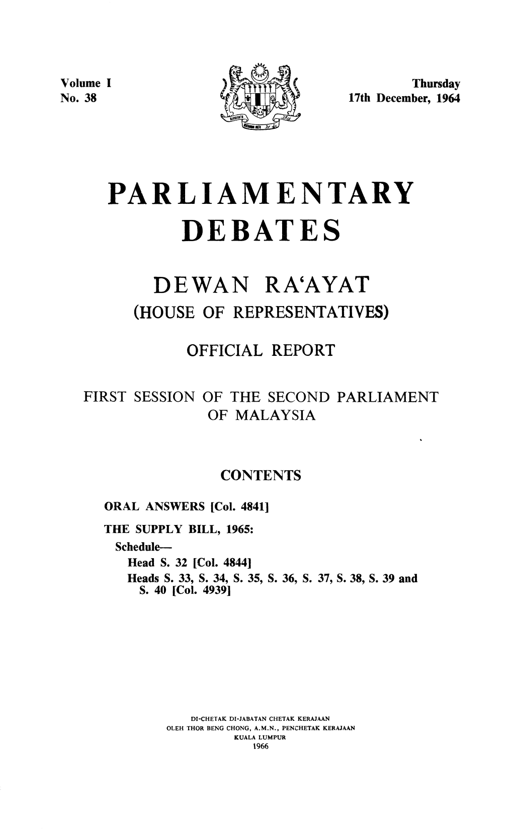 Parliamentary Debates