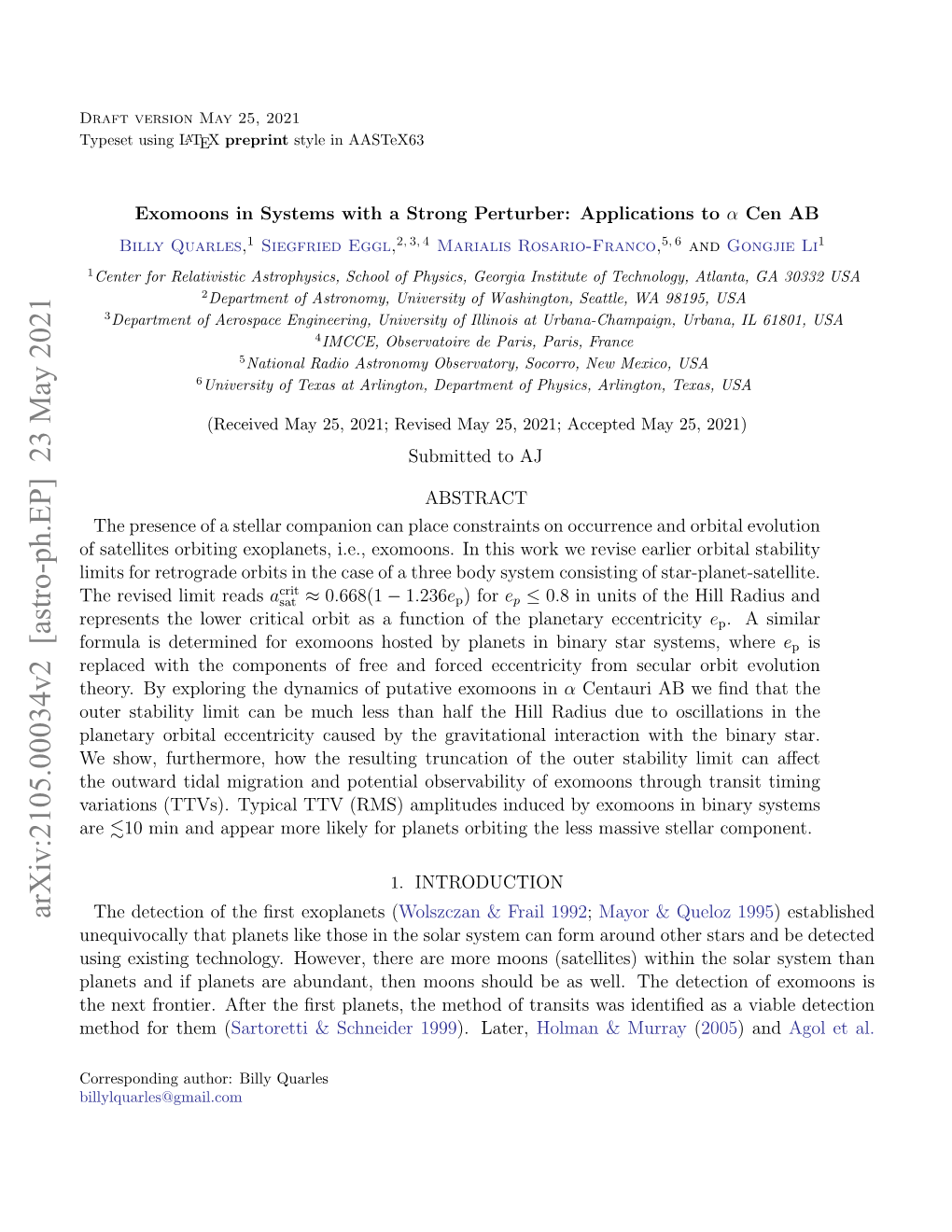 Arxiv:2105.00034V2 [Astro-Ph.EP] 23 May 2021