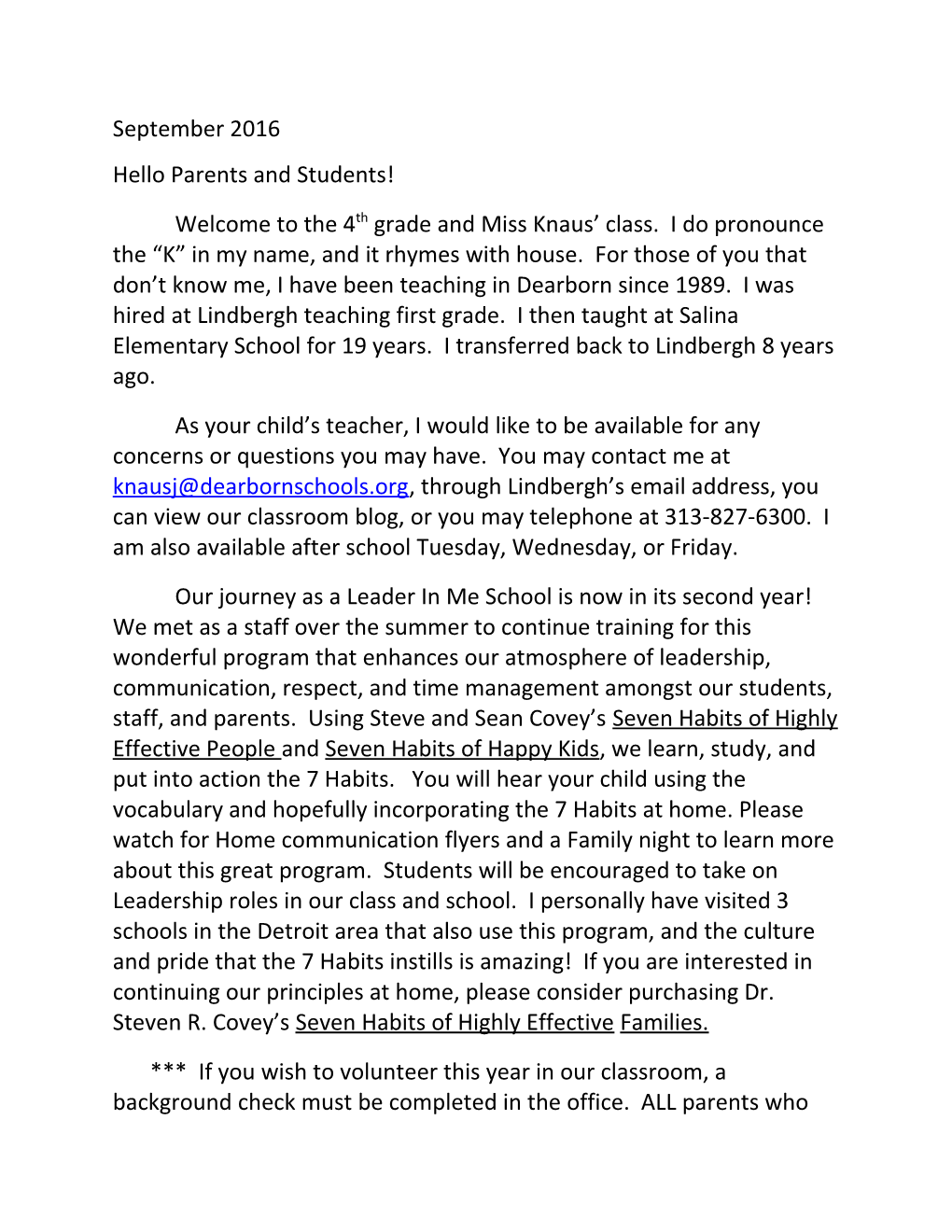 Hello Parents and Students!