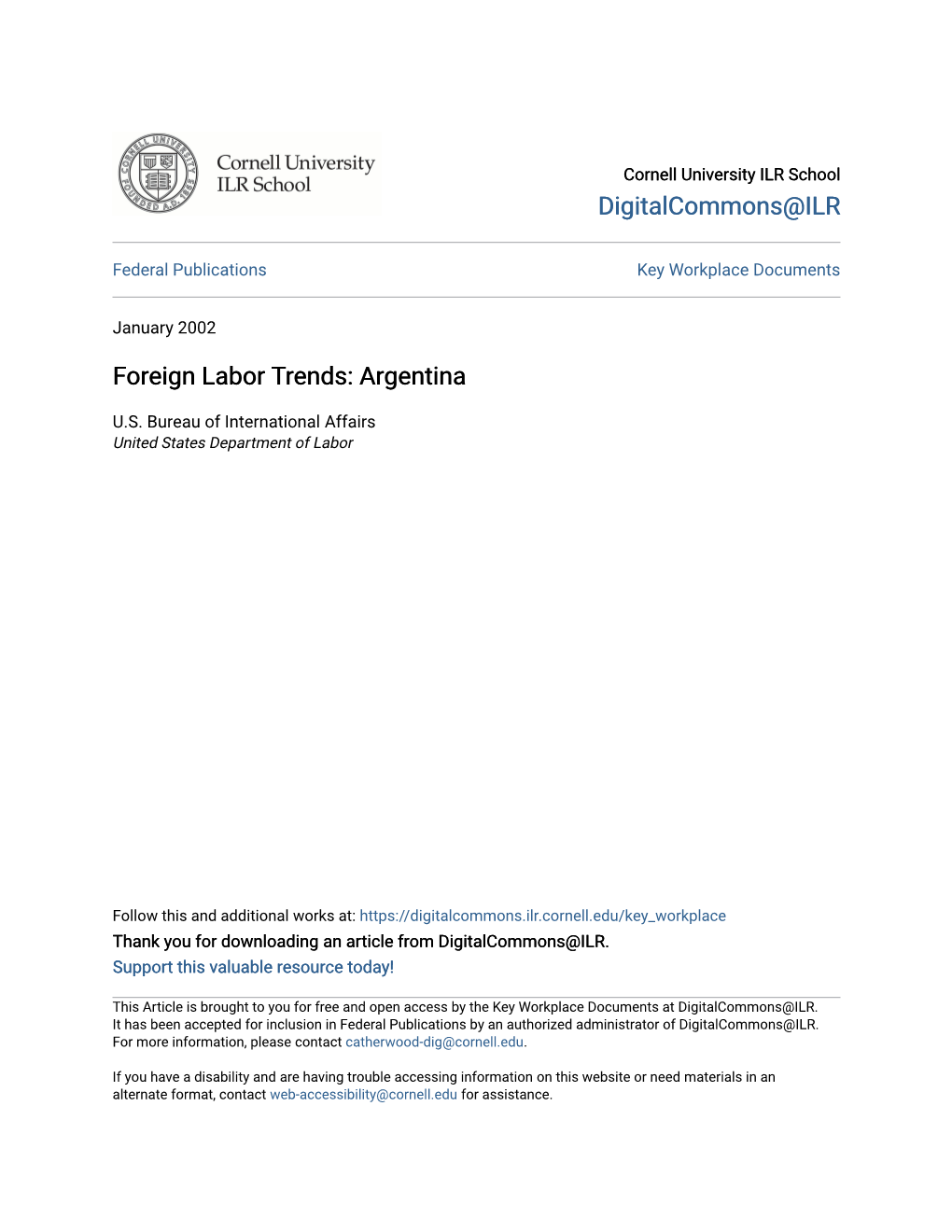 Foreign Labor Trends: Argentina