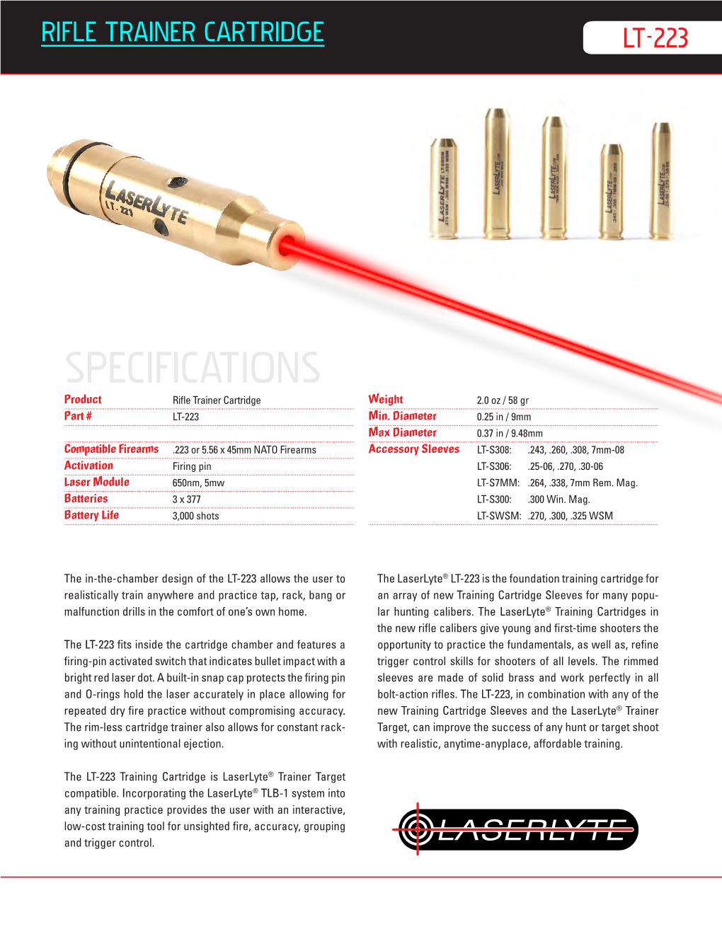 Laserlyte Hunting Gear Specifications