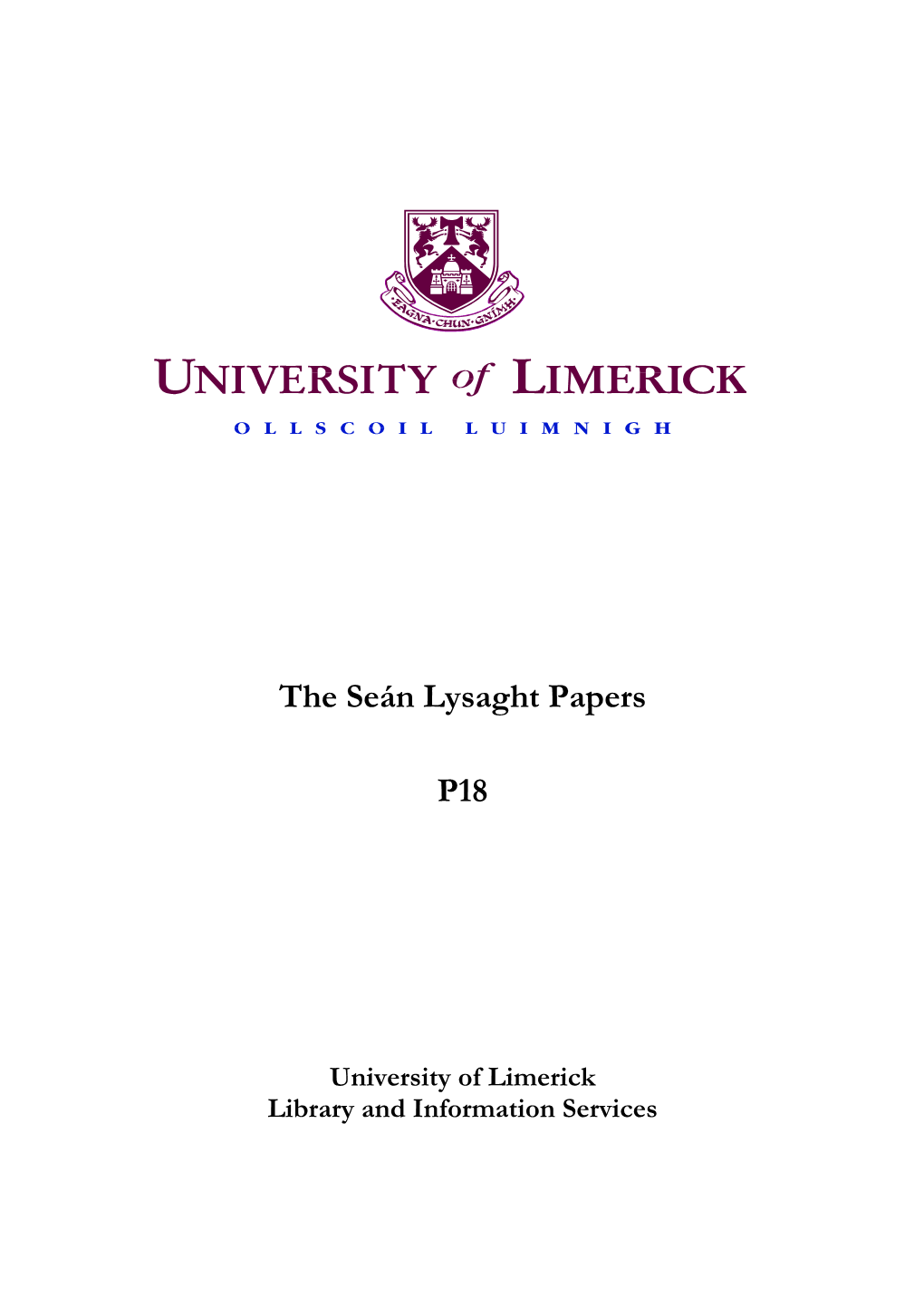 The Seán Lysaght Papers
