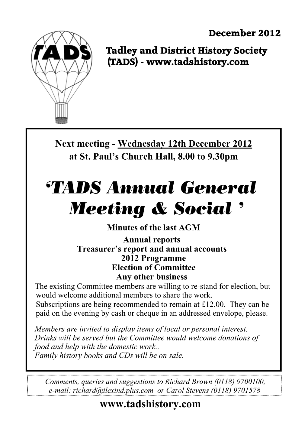 Dec 2012 Newsletter