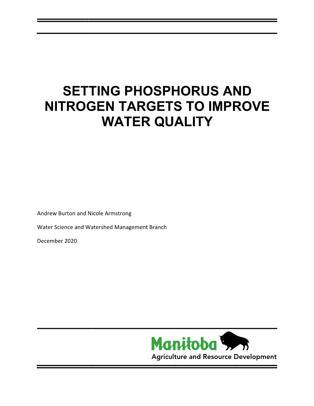 Report on Setting Phosphorus and Nitrogen Targets to Improve Water
