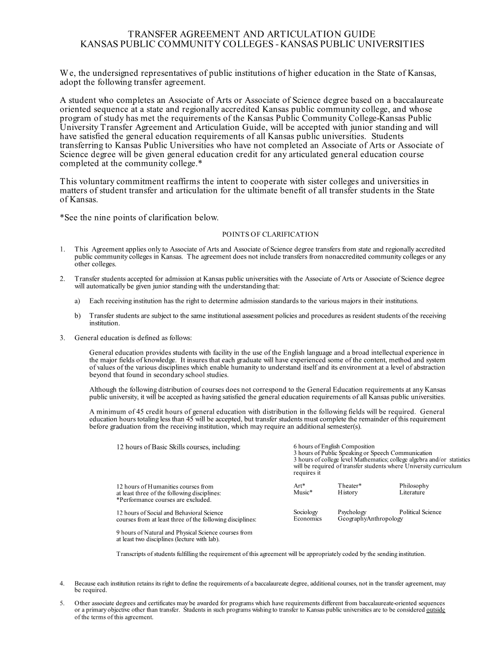 Transfer Agreement and Articulation Guide Kansas Public Community Colleges - Kansas Public Universities