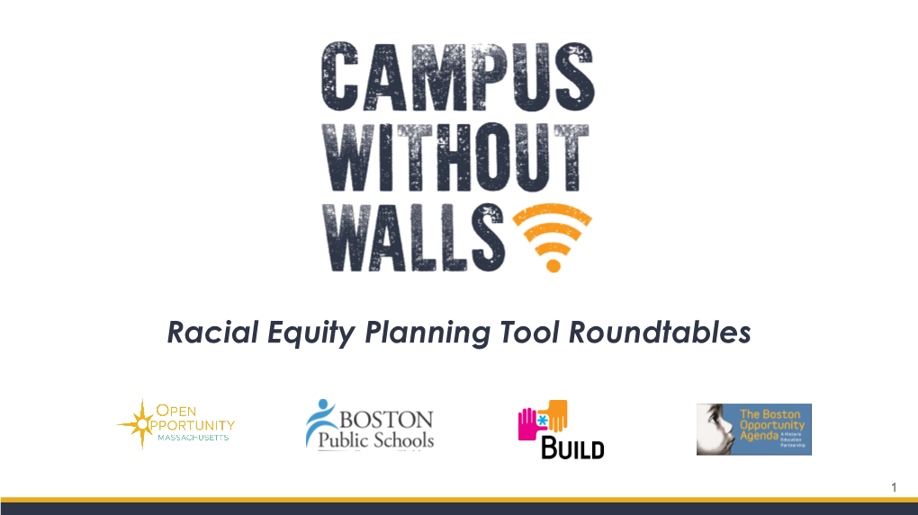 Racial Equity Planning Tool Roundtables
