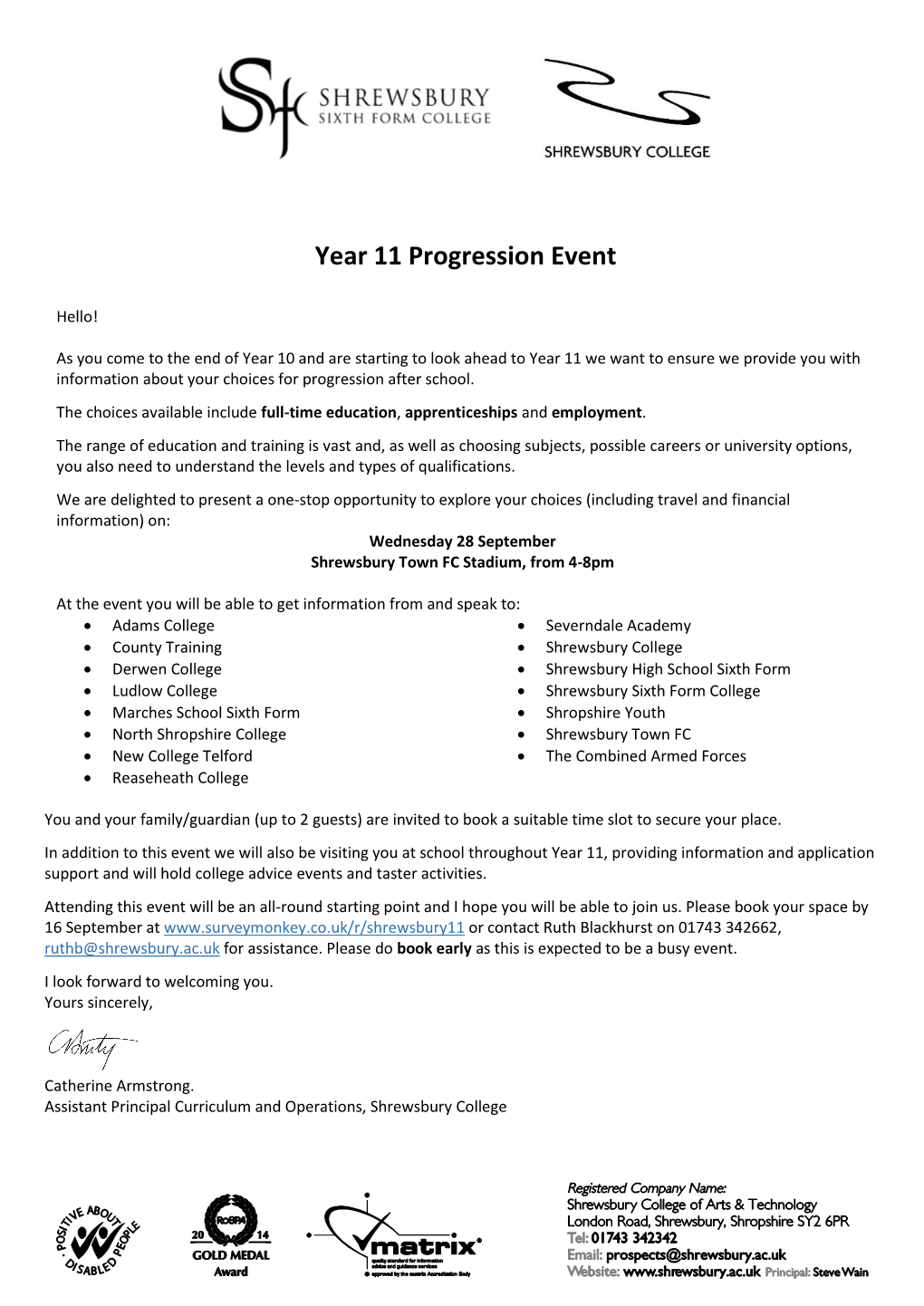 Year 11 Progression Event