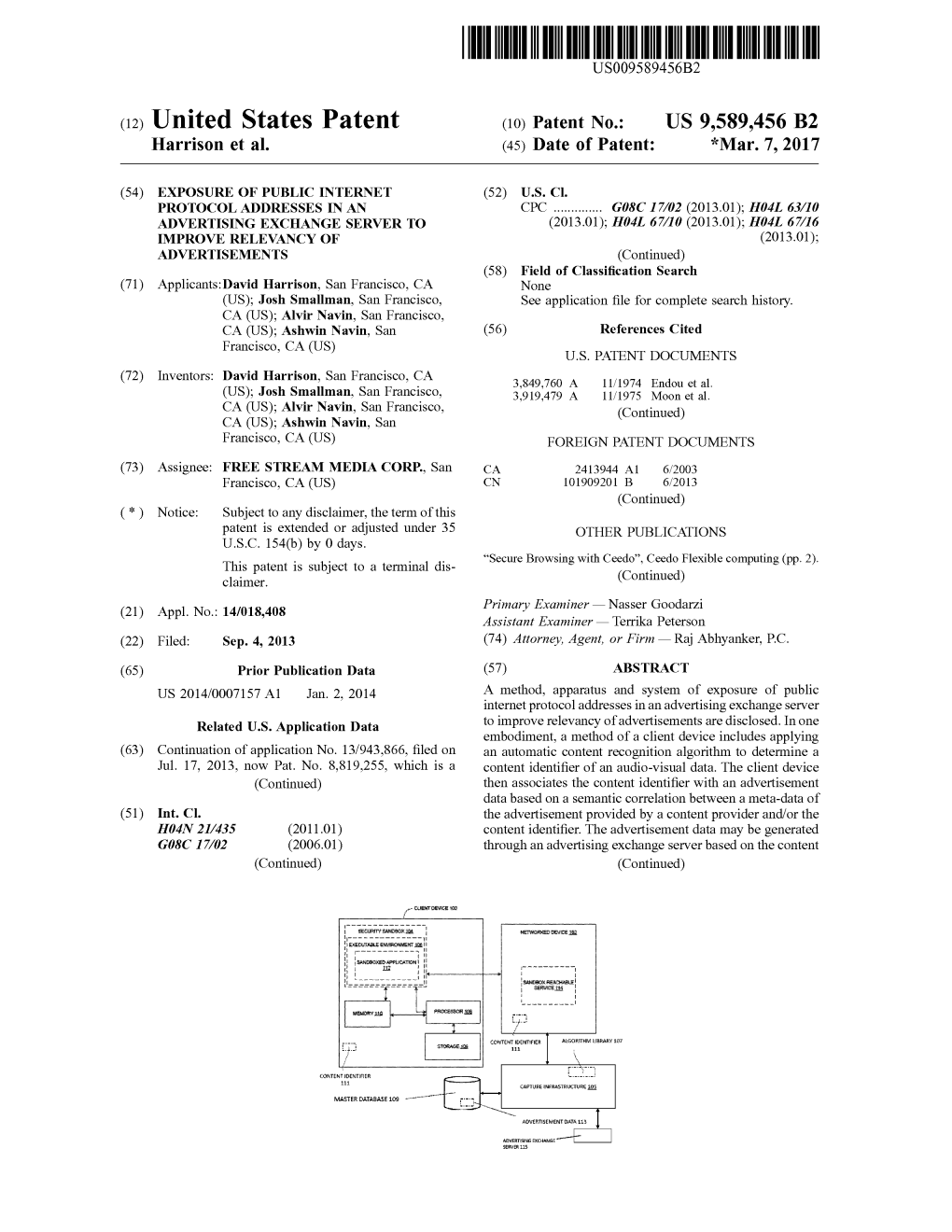 (12) United States Patent (10) Patent No.: US 9,589.456 B2 Harrison Et Al