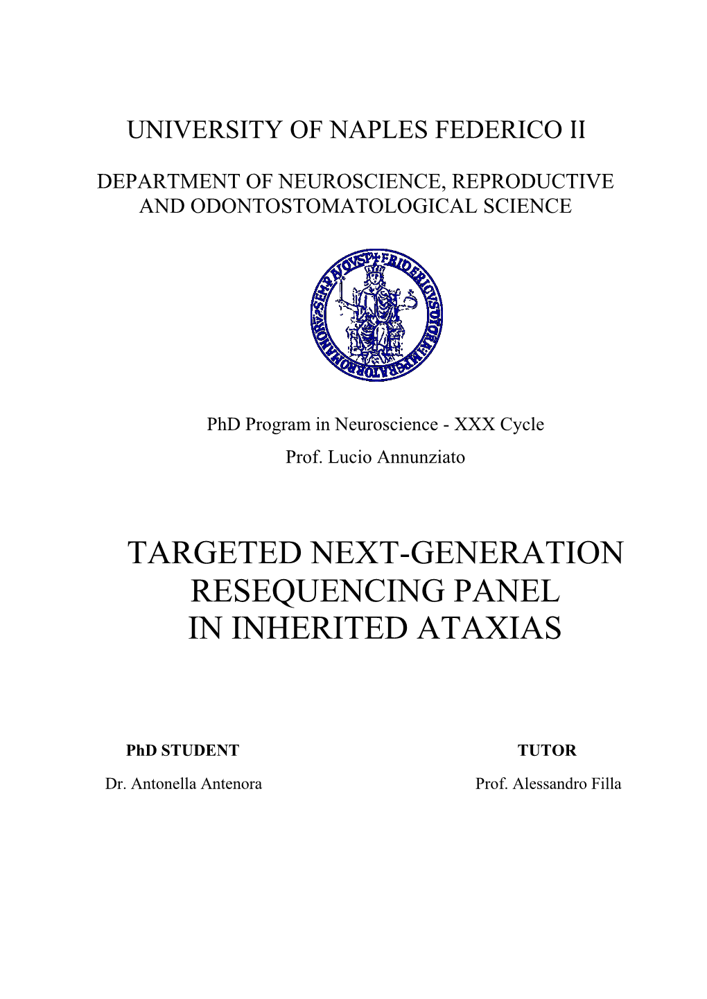 Targeted Next-Generation Resequencing Panel in Inherited Ataxias
