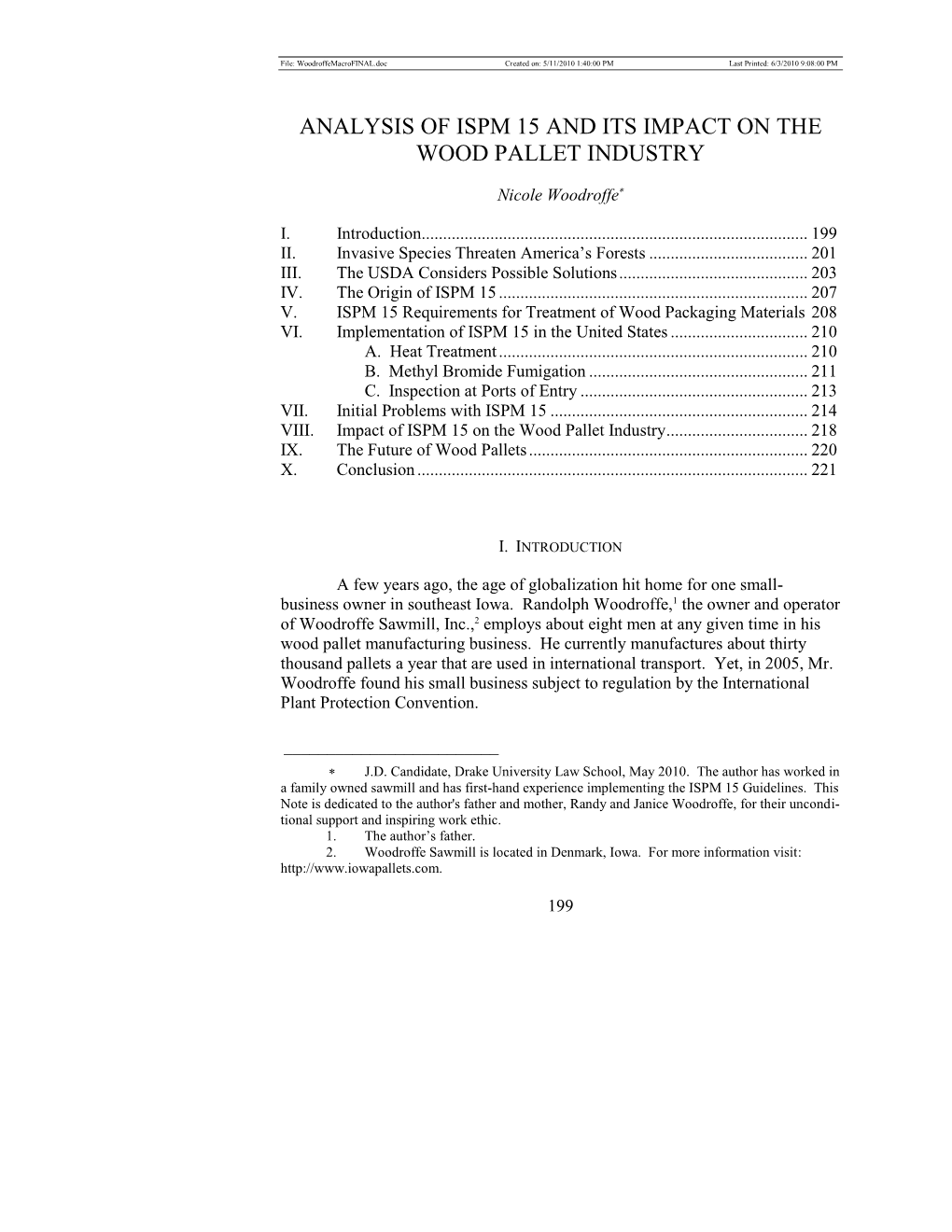 Analysis of Ispm 15 and Its Impact on the Wood Pallet Industry