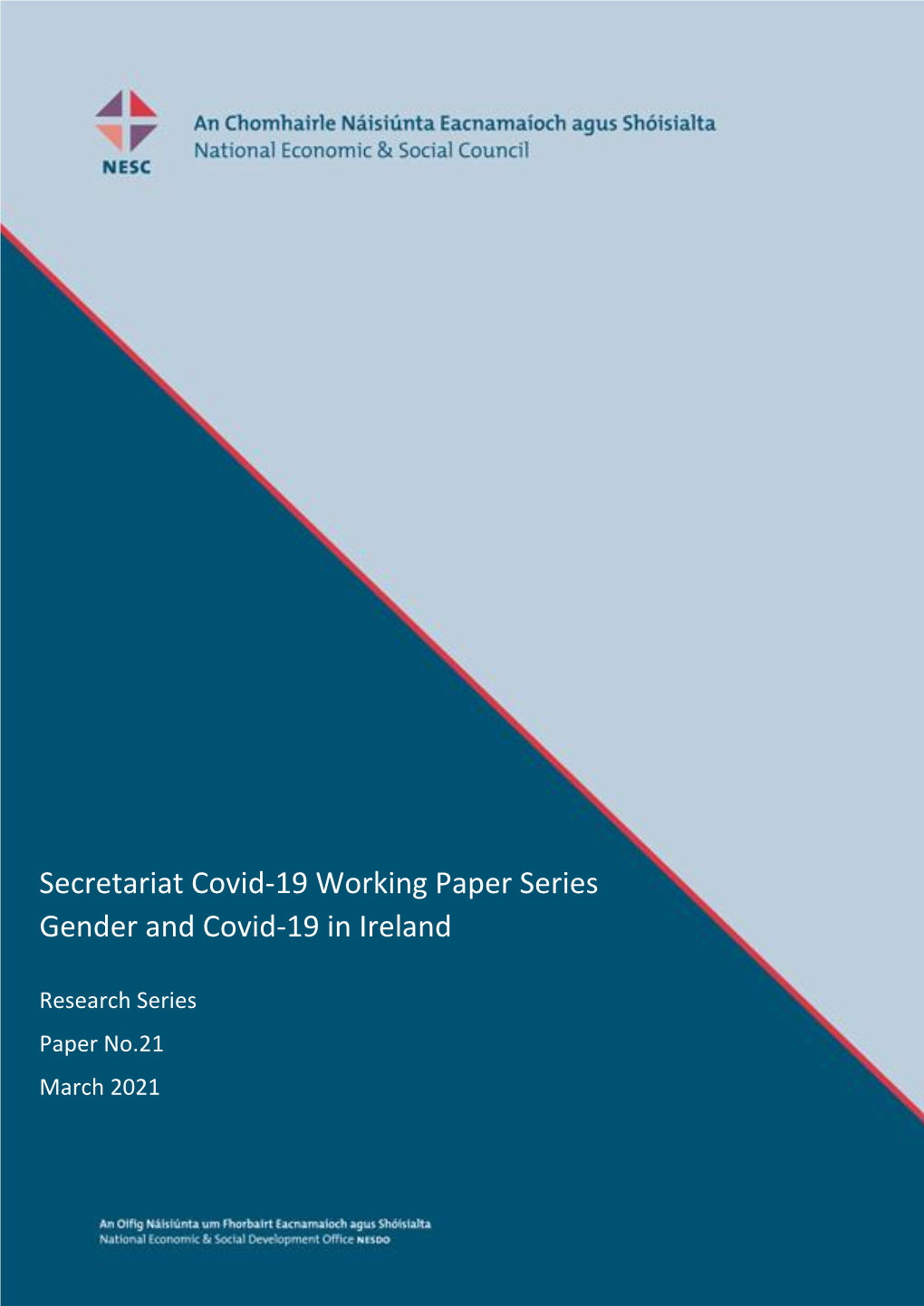 Secretariat Covid-19 Working Paper Series Gender and Covid-19 in Ireland