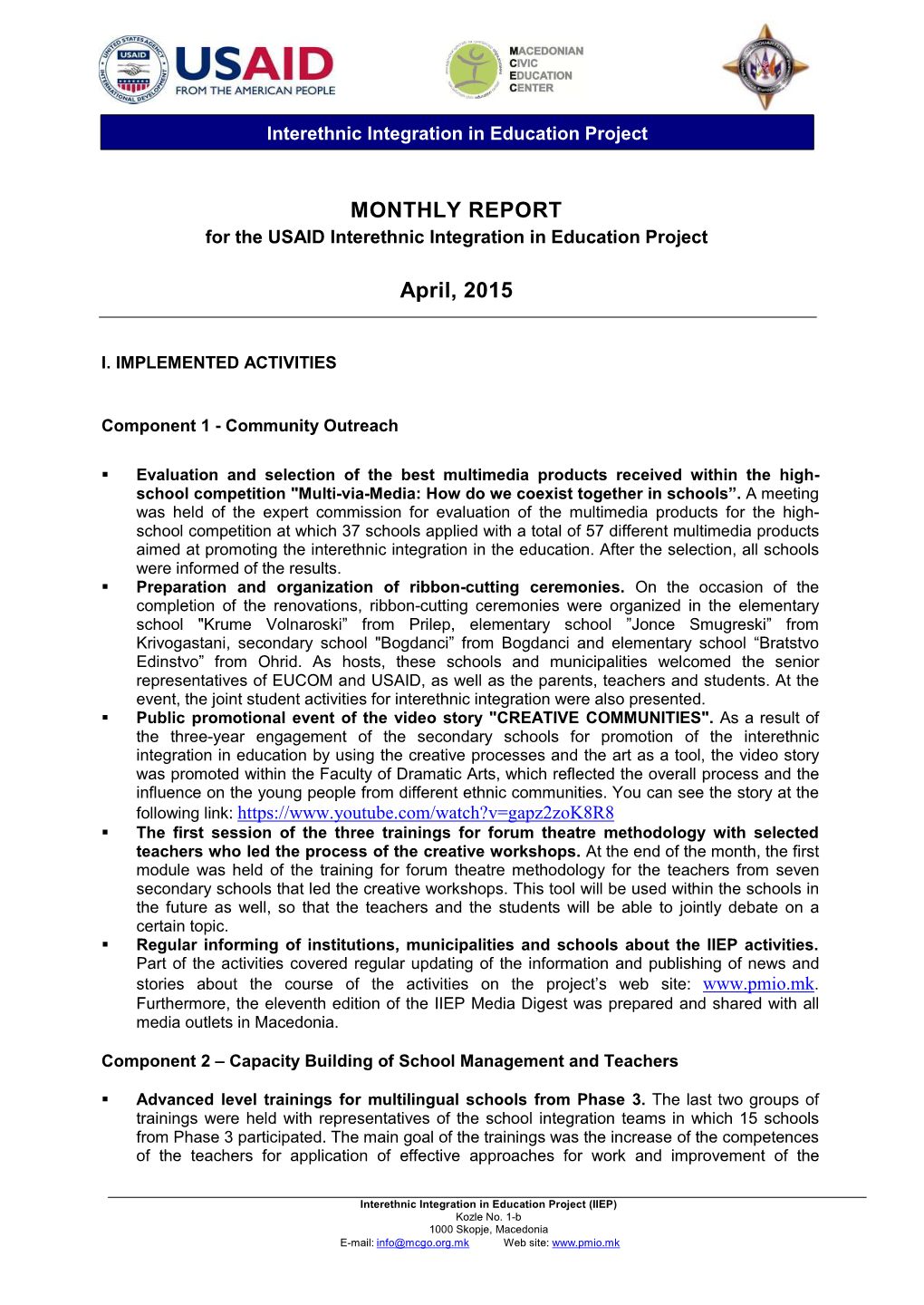 Outline for IIEP Work Plan 2011-12