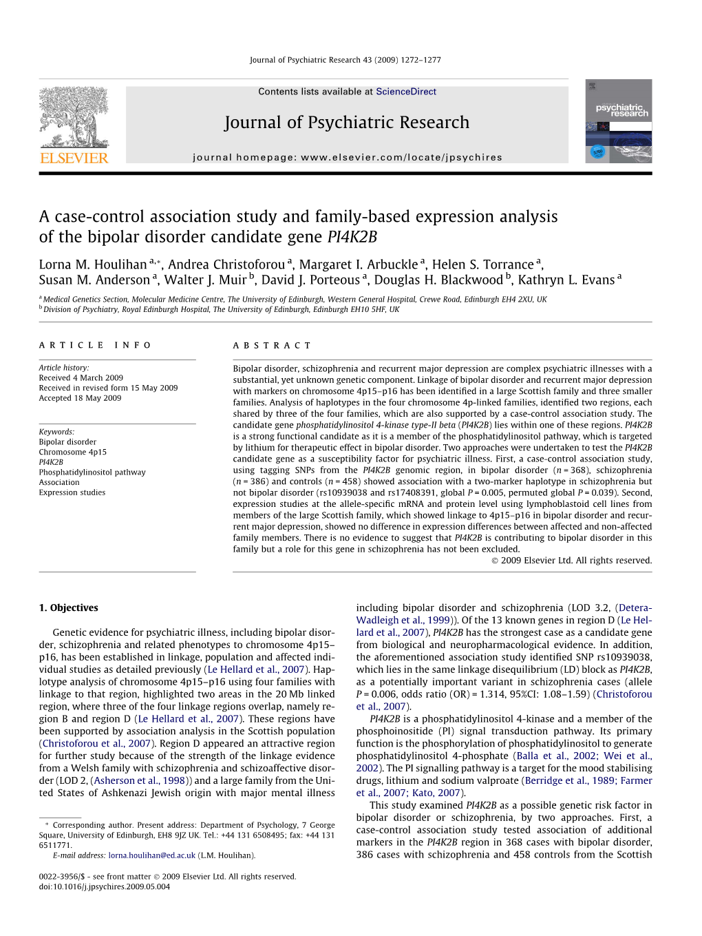 A Case-Control Association Study and Family-Based Expression Analysis of the Bipolar Disorder Candidate Gene PI4K2B