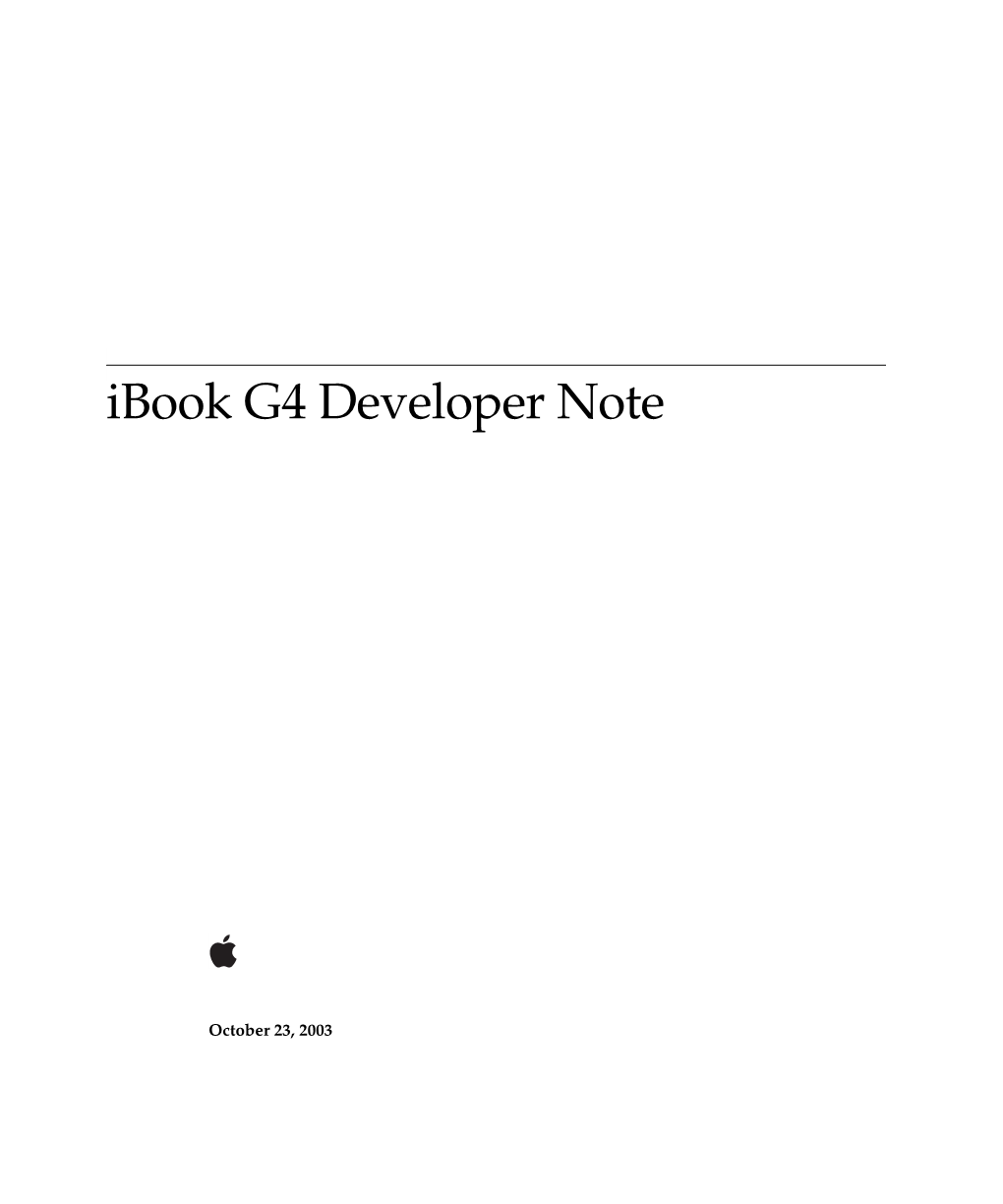 Ibook G4 Developer Note