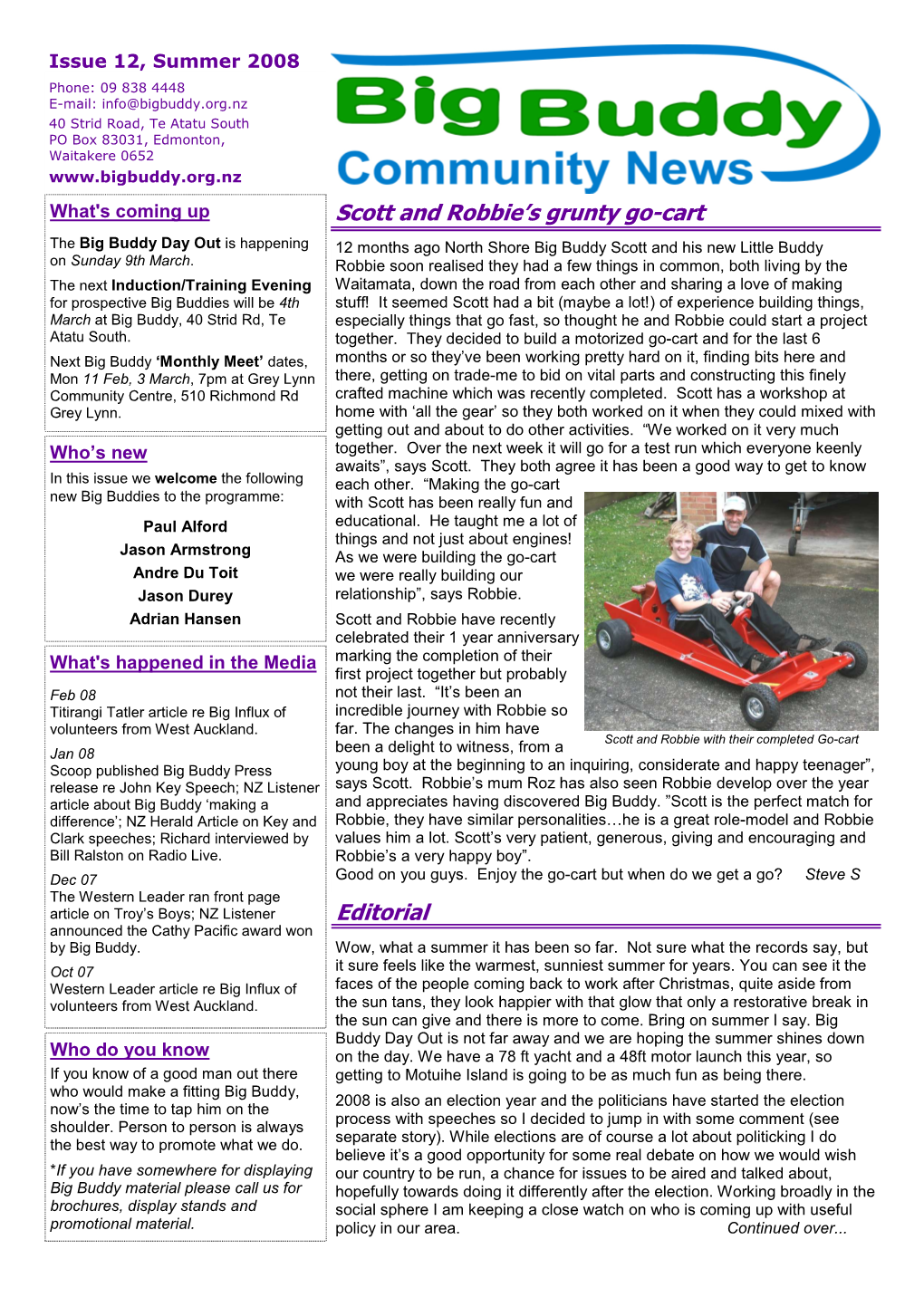 Scott and Robbie's Grunty Go-Cart Editorial