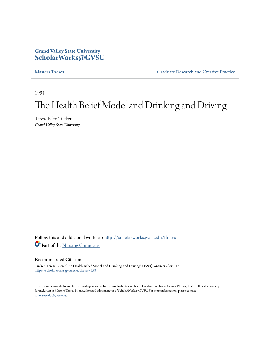 The Health Belief Model and Drinking and Driving