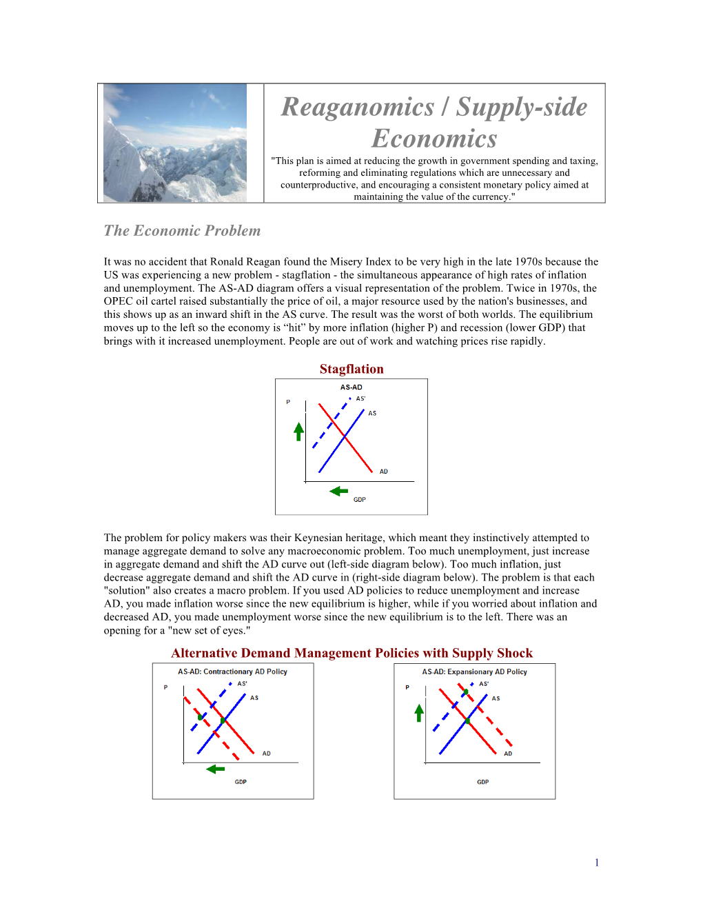 Reaganomics / Supply-Side Economics