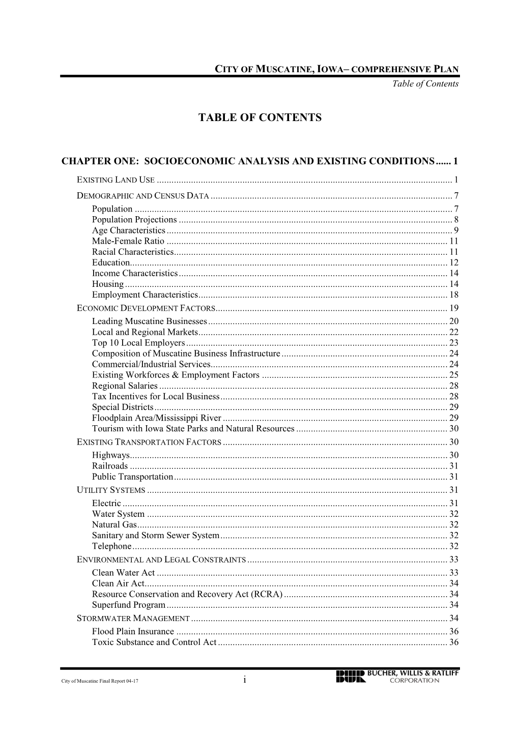COMPREHENSIVE PLAN Table of Contents
