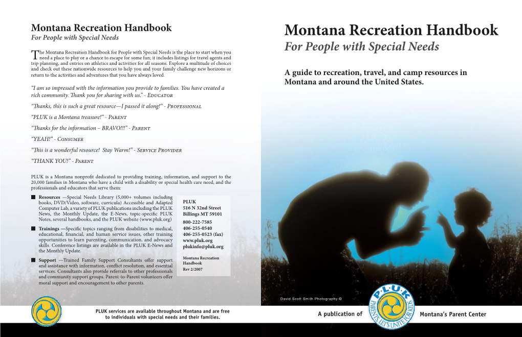 Montana Recreation Handbook for People with Special Needs Montana Recreation Handbook