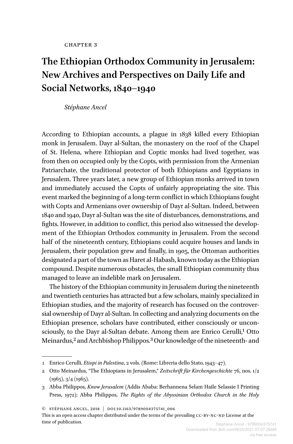 The Ethiopian Orthodox Community in Jerusalem: New Archives and Perspectives on Daily Life and Social Networks, 1840–1940