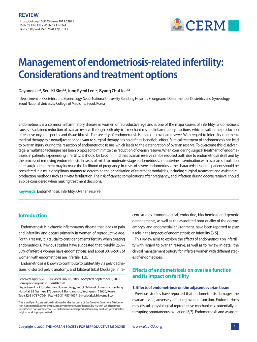 Management of Endometriosis-Related Infertility: Considerations and Treatment Options