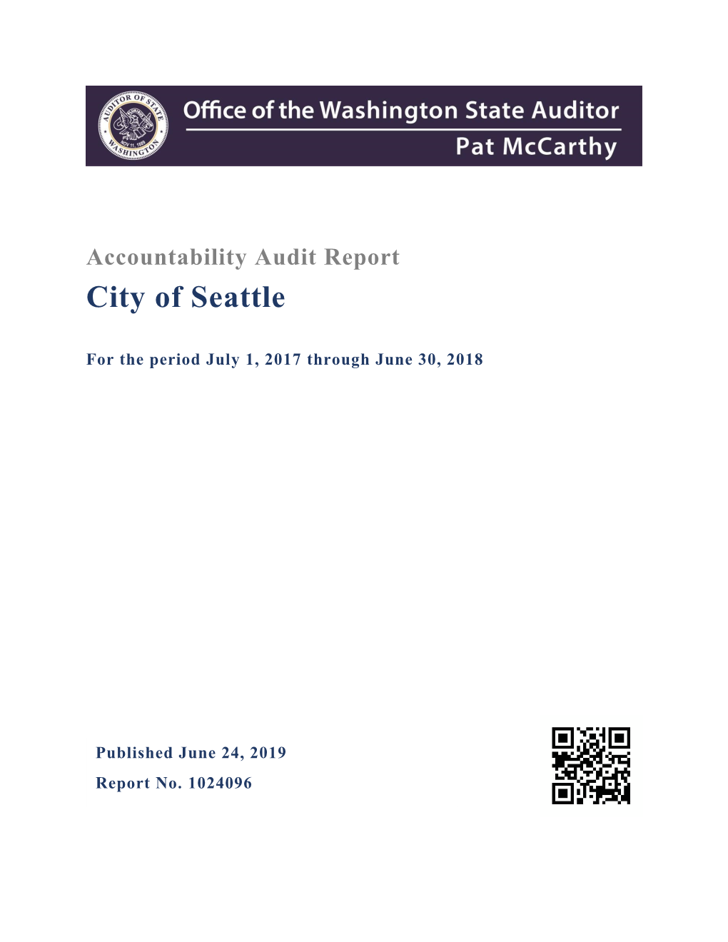 Accountability Audit Report City of Seattle