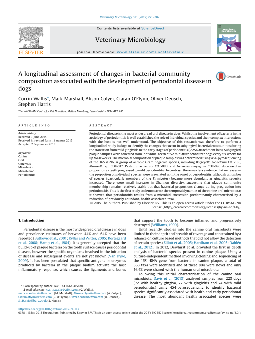 Veterinary Microbiology 181 (2015) 271–282