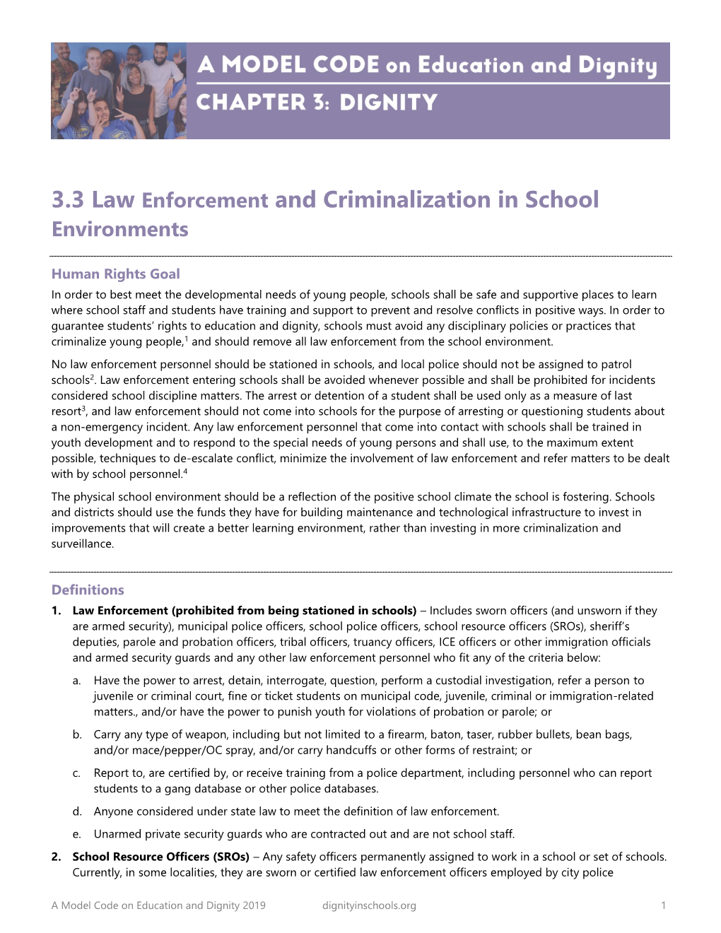 3.3 Law Enforcement and Criminalization in School Environments
