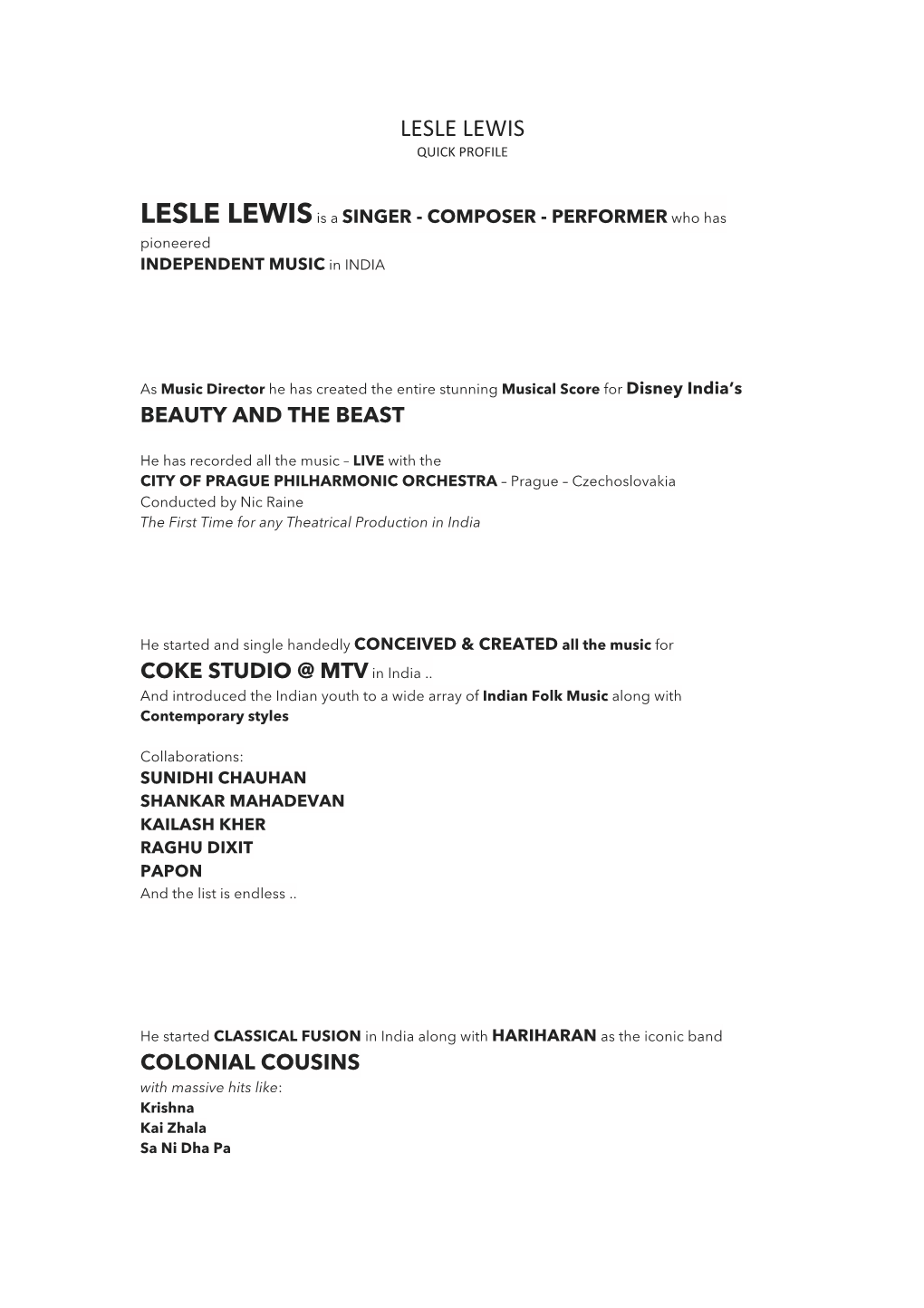 Lesle Lewis Quick Profile