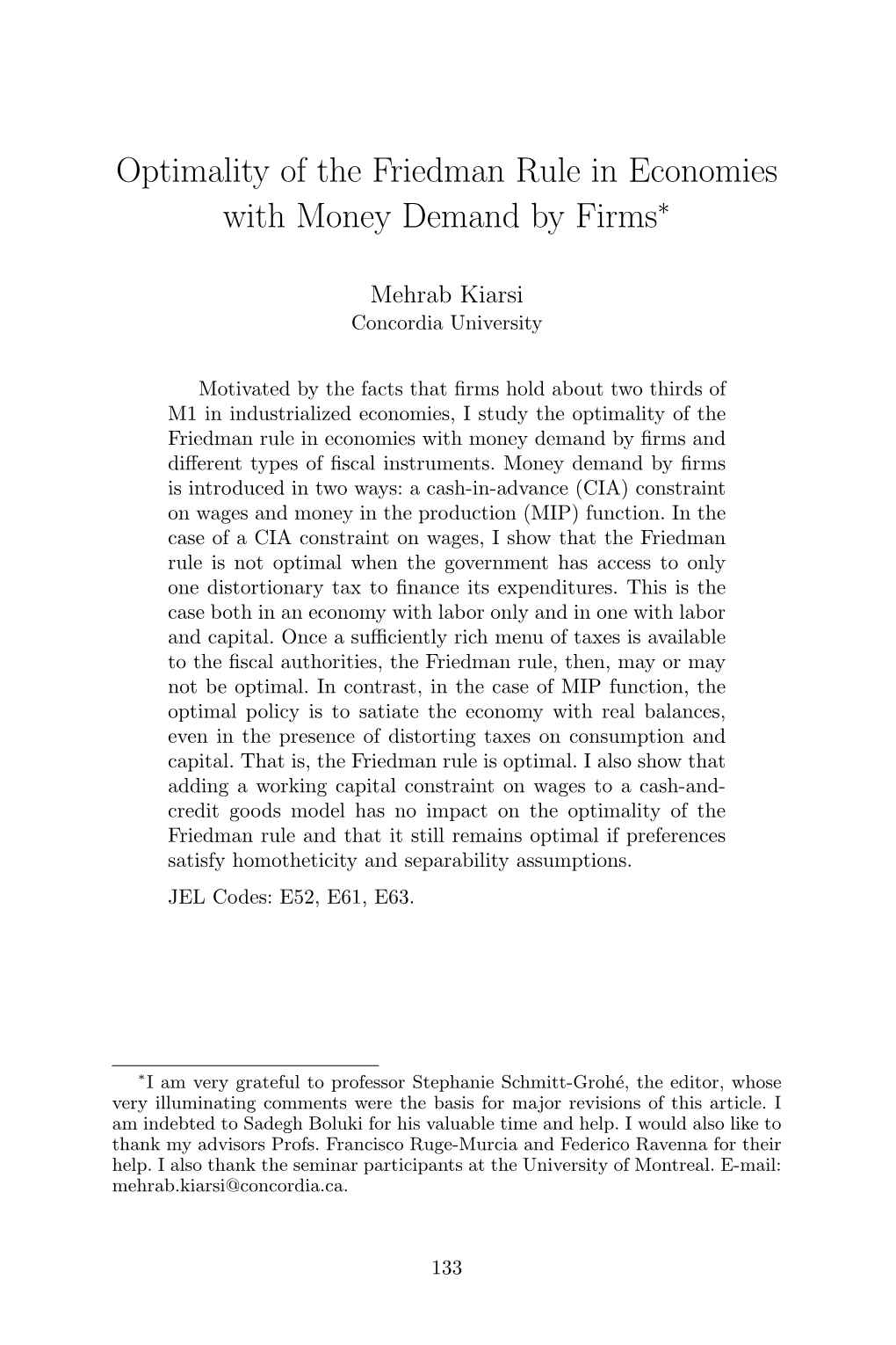 Optimality of the Friedman Rule in Economies with Money Demand by Firms∗