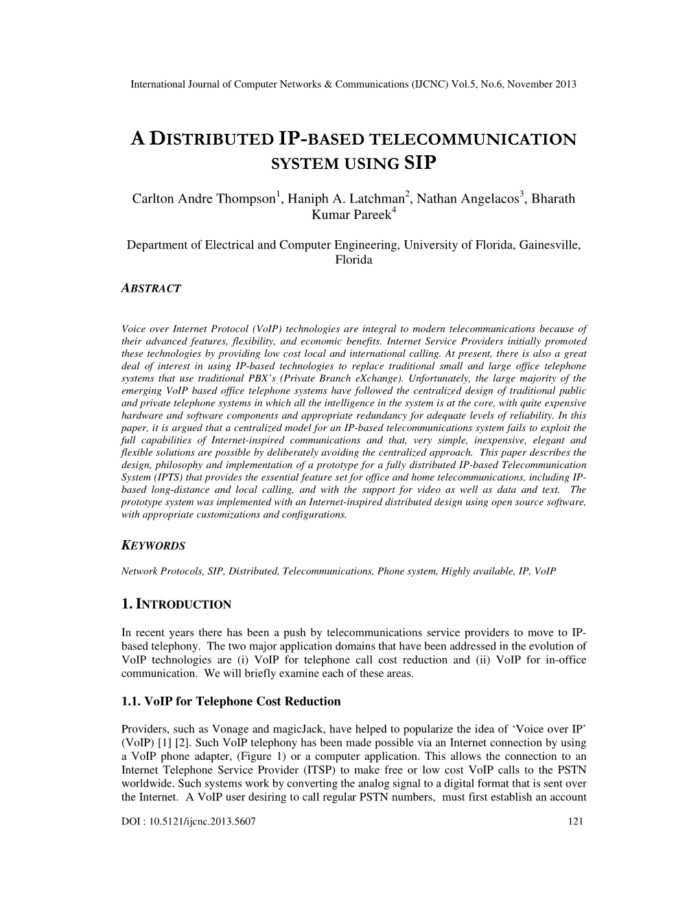 A Distributed Ip-Based Telecommunication System Using Sip