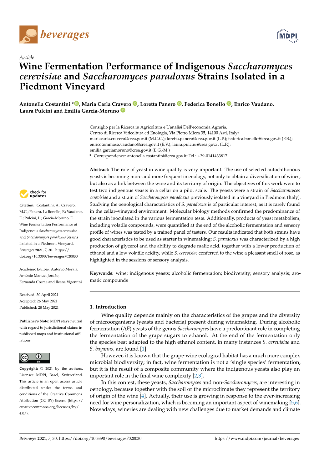 Wine Fermentation Performance of Indigenous Saccharomyces Cerevisiae and Saccharomyces Paradoxus Strains Isolated in a Piedmont Vineyard