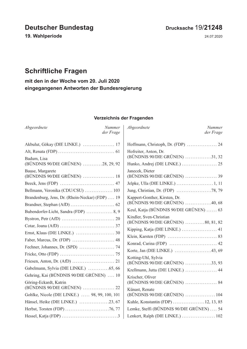 Drucksache 19/21248 19