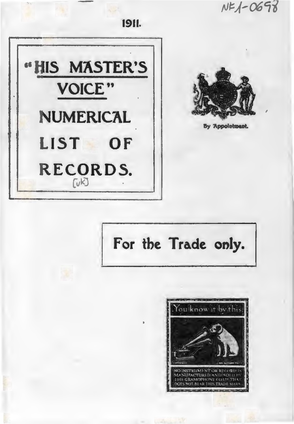 ''Tus MASTER' S VOICE" NUMERICAL LIST of RECORD S