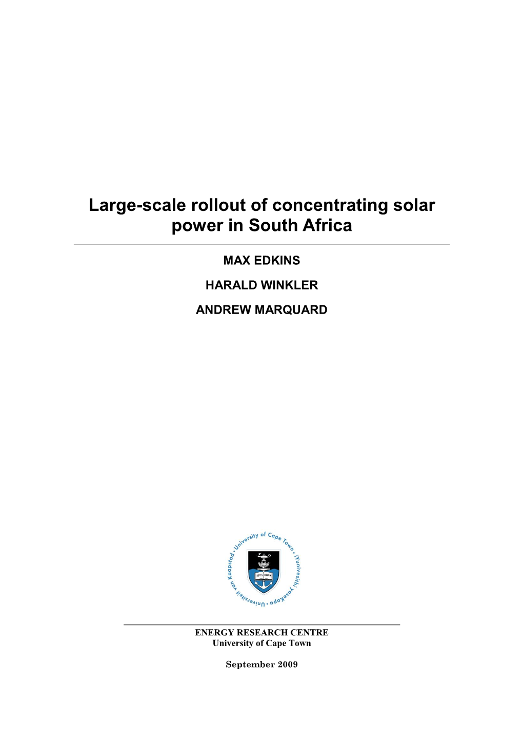 Large-Scale Rollout of Concentrating Solar Power in South Africa