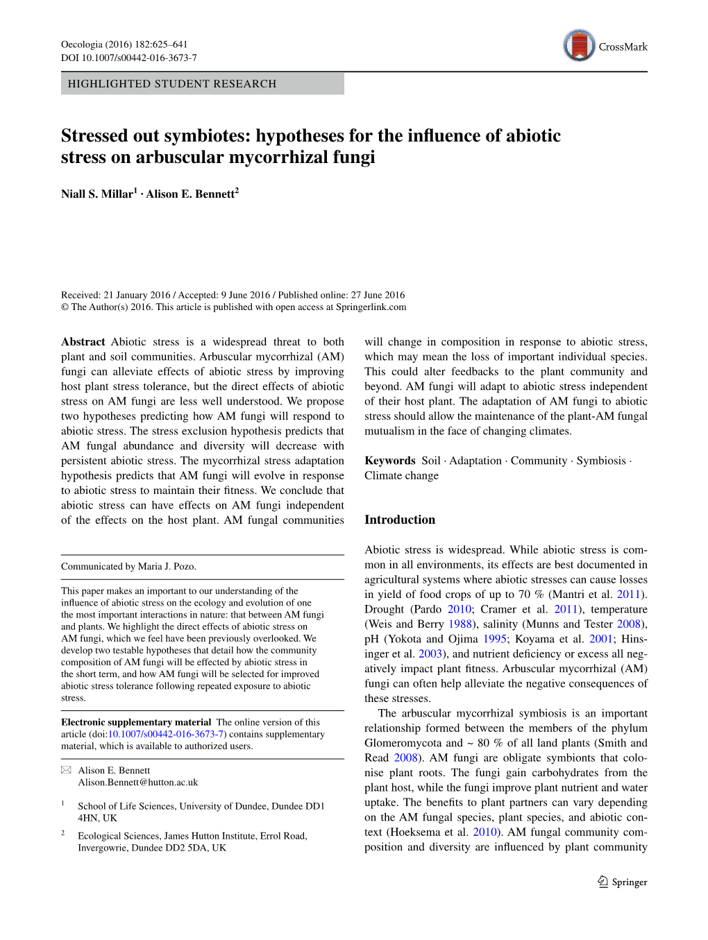 Hypotheses for the Influence of Abiotic Stress on Arbuscular Mycorrhizal Fungi