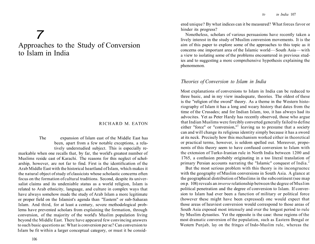 Approaches to the Study of Conversion to Islam in India