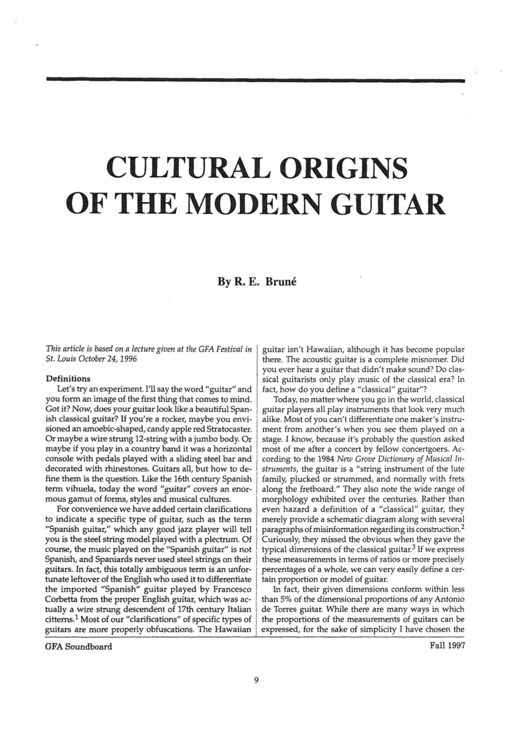 Cultural Origins of the Modern Guitar