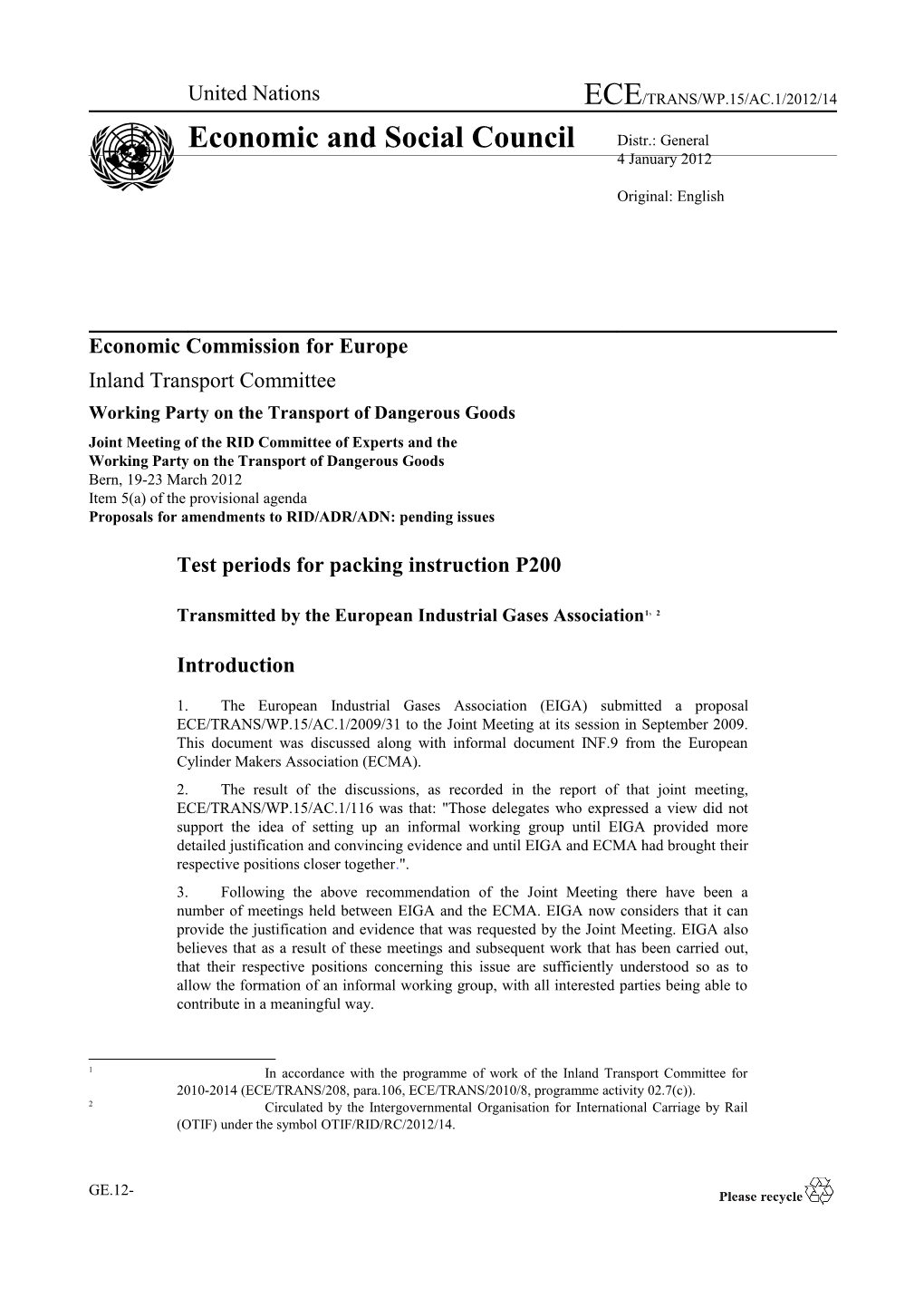 Economic Commission for Europe s12