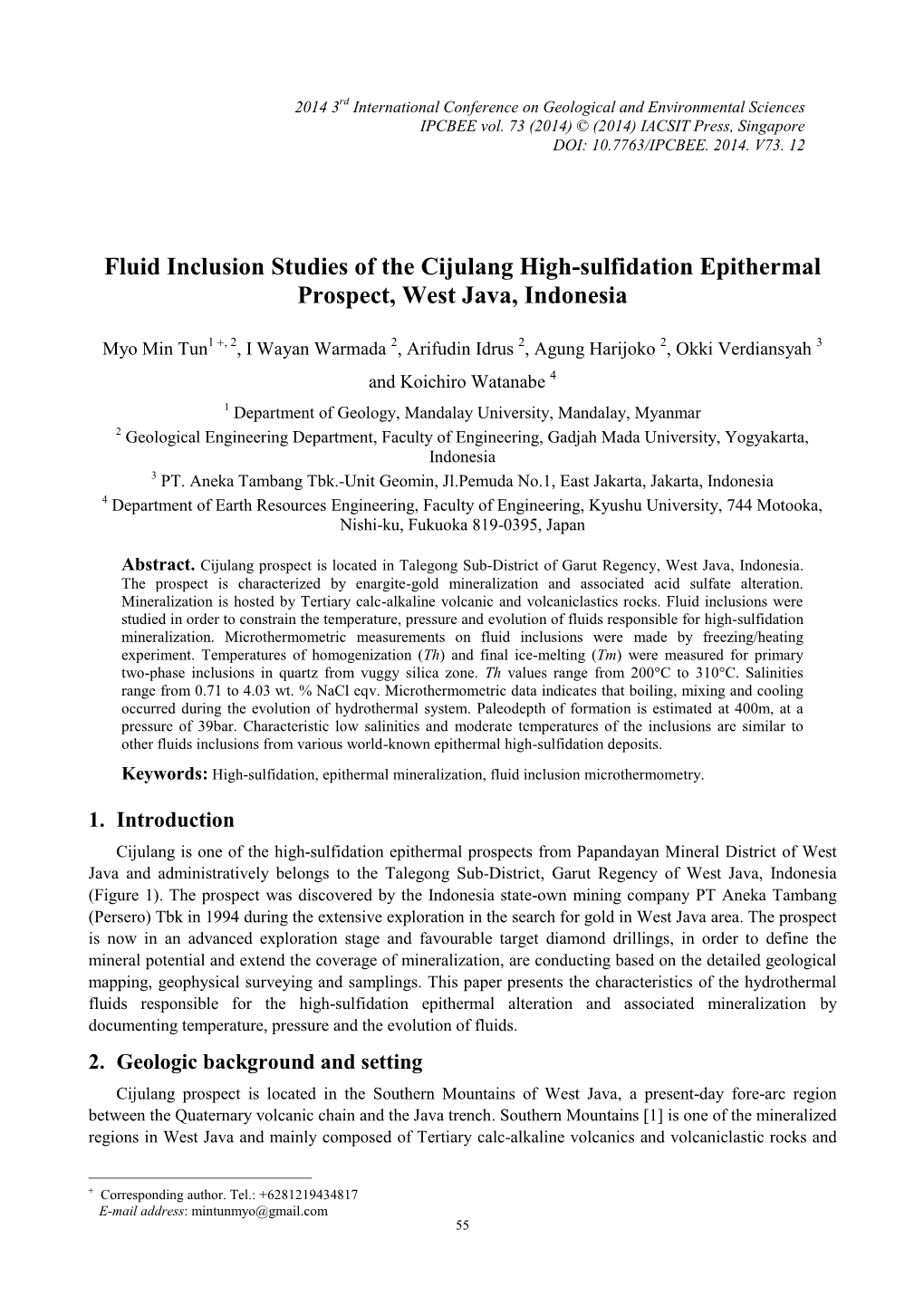 Fluid Inclusion Studies of the Cijulang High-Sulfidation Epithermal Prospect, West Java, Indonesia