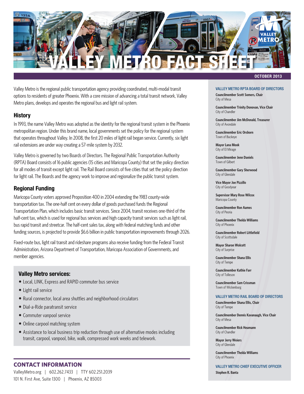 Valley Metro Fact Sheet October 2013