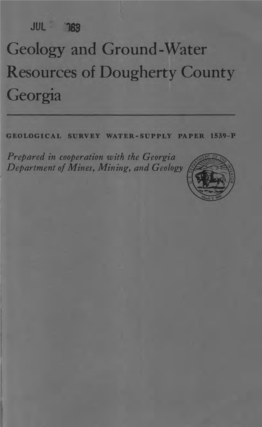 Geology and Ground-Water Resources of Dougherty County Georgia