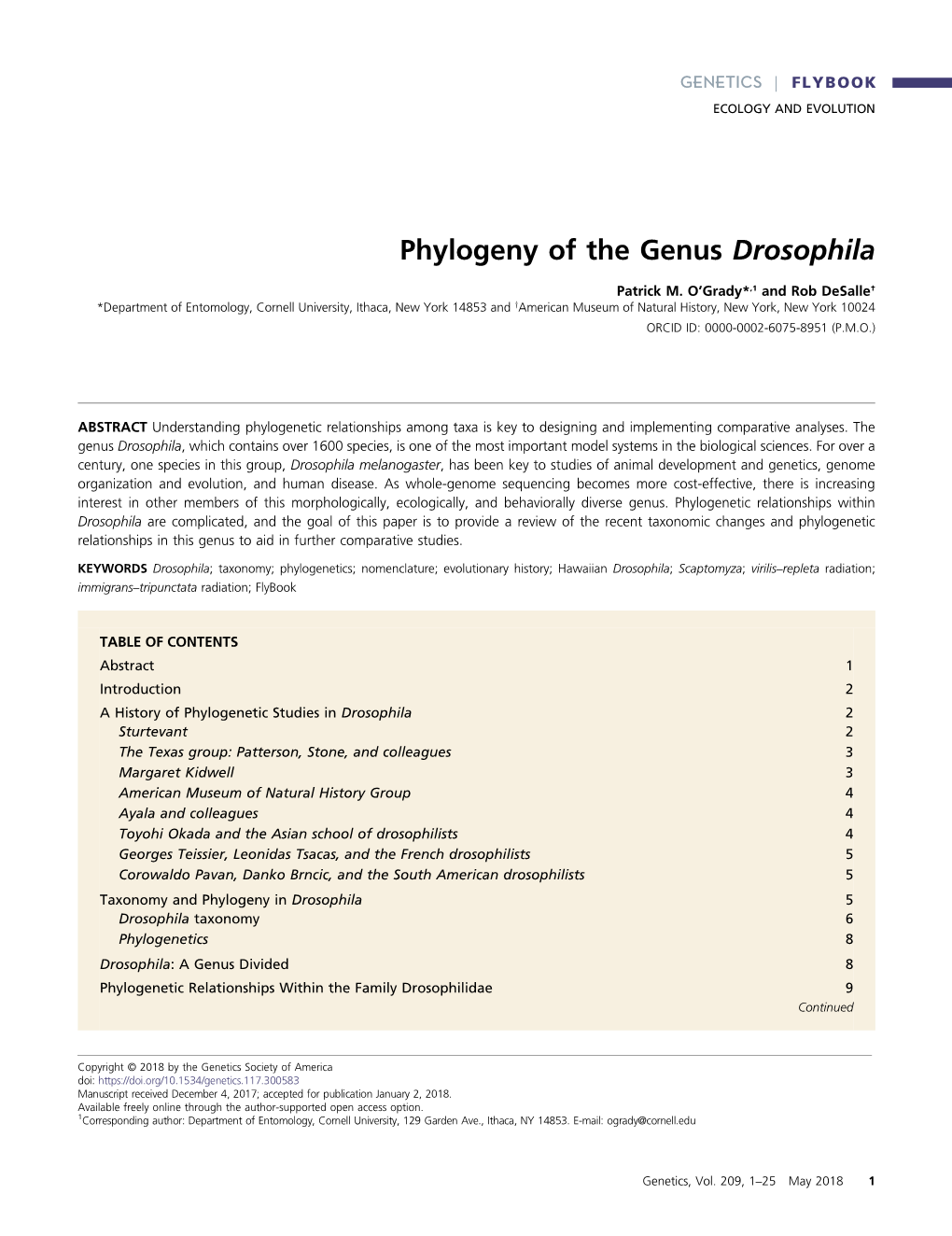 Phylogeny of the Genus Drosophila