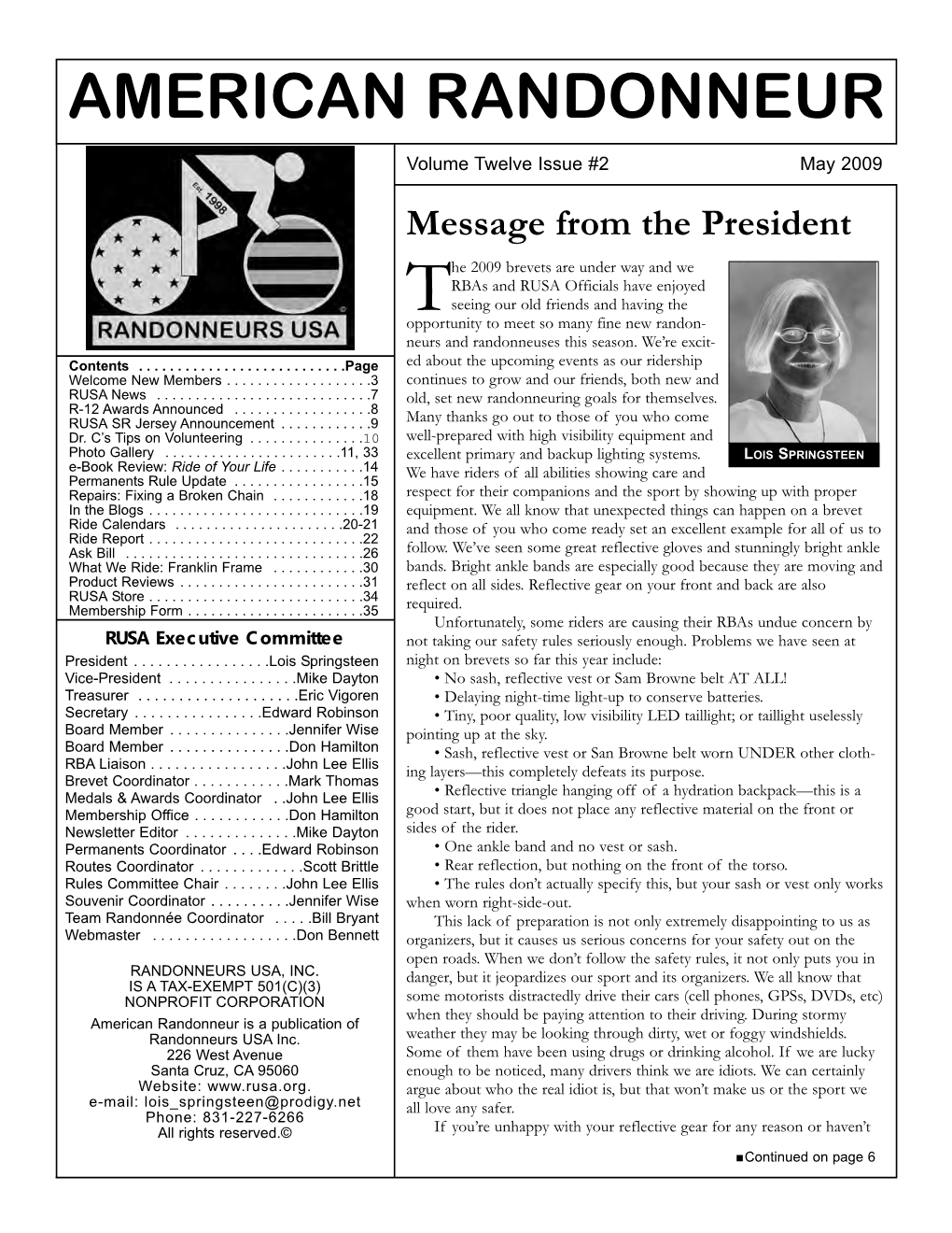 RUSA Newsletter Is Mailed Via Third Class Mail to the Address on File of All Current Mem- ...To Renew Your RUSA Bers