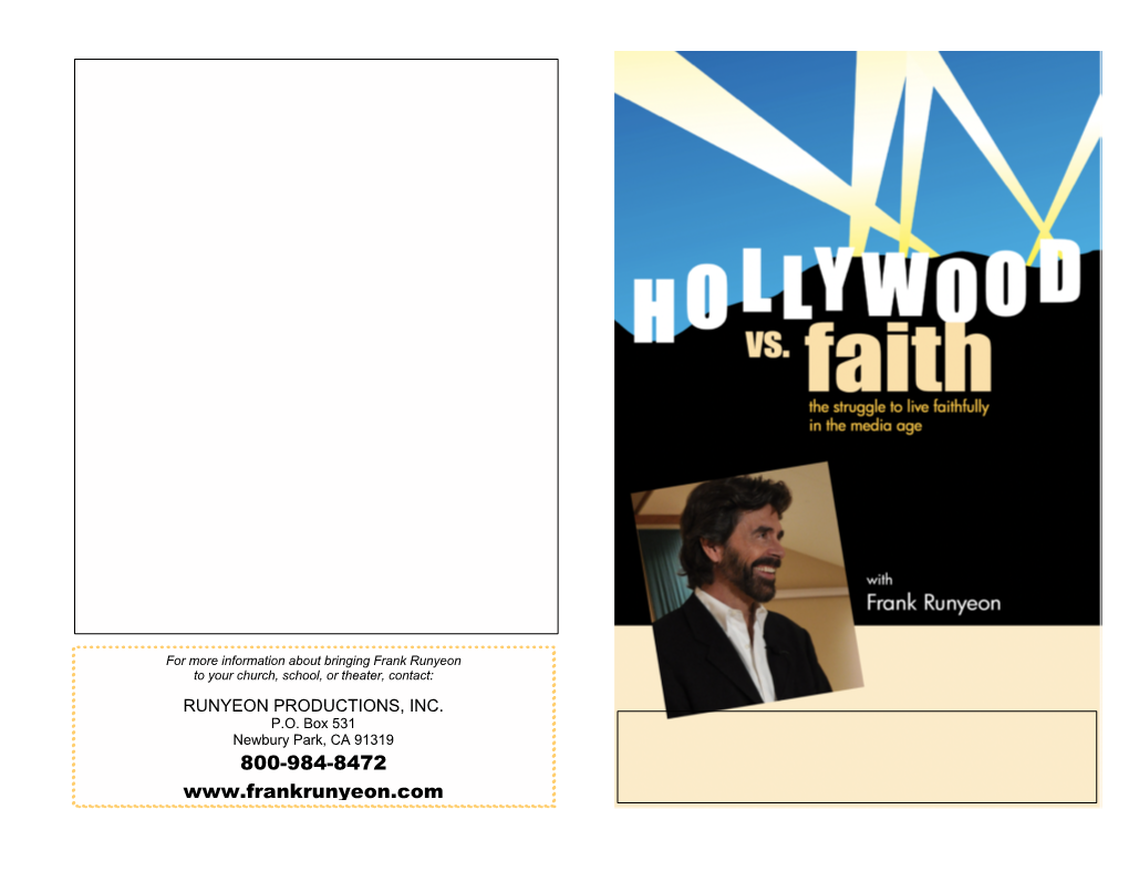 Hollywood Vs. Faith Program As