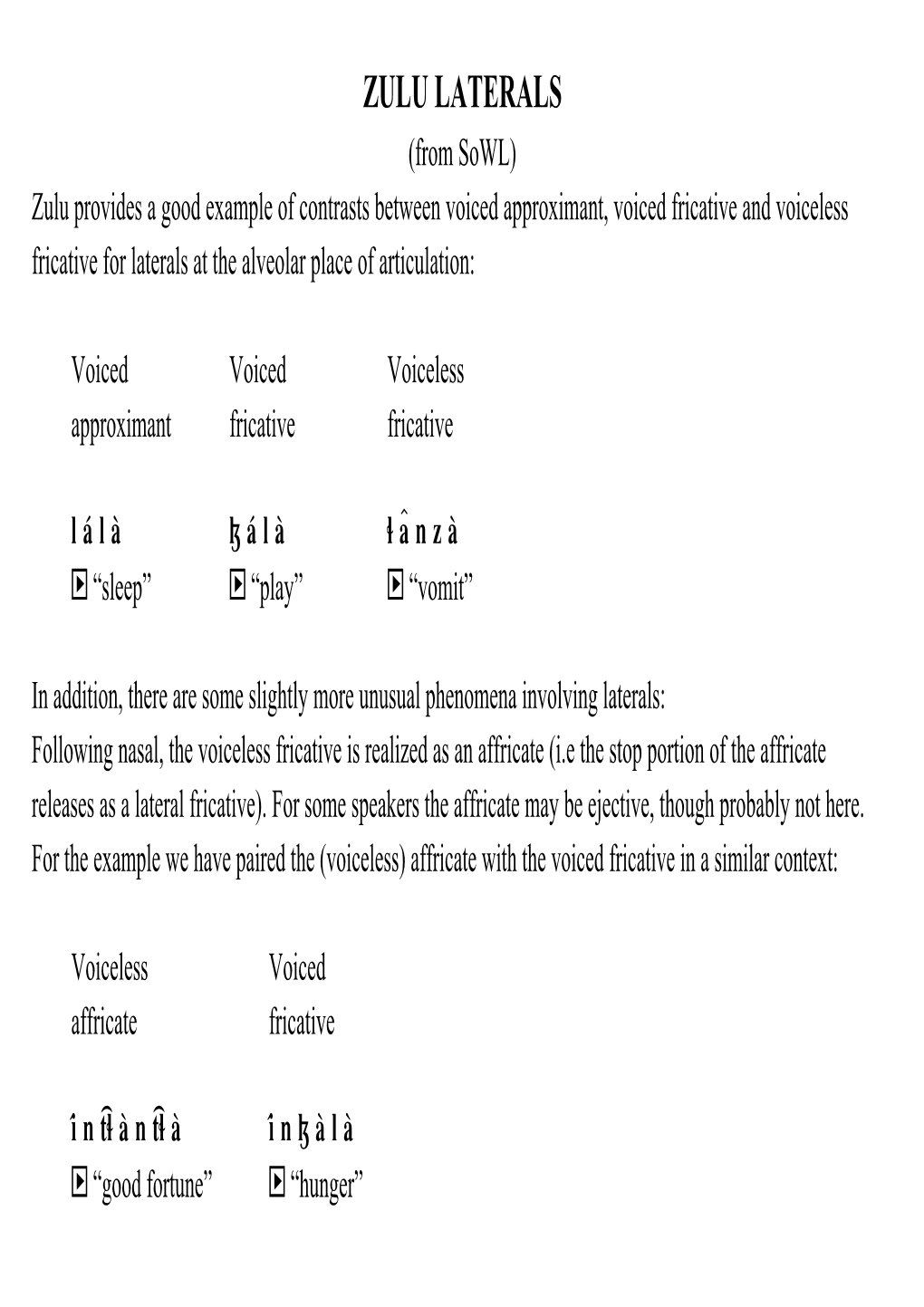 Zulu Laterals