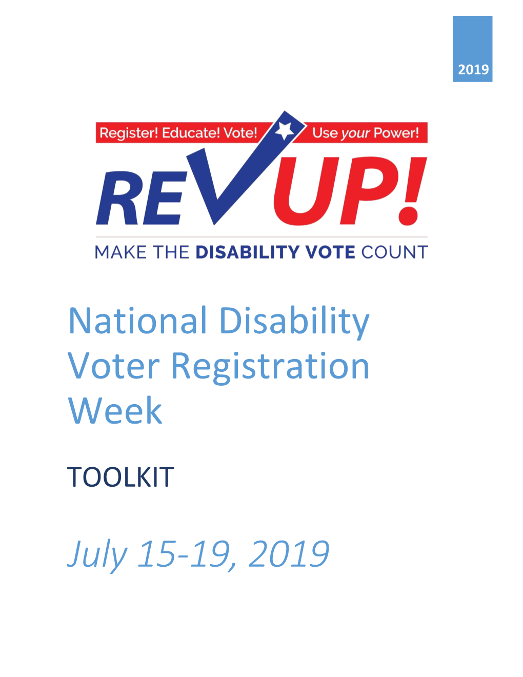 National Disability Voter Registration Week TOOLKIT